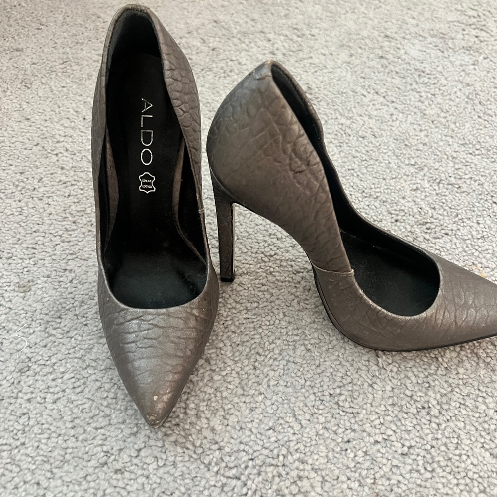 Aldo Gray Stiletto Heels with Textured Finish